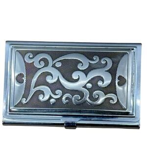 Brighton Business Card Holder Mirror Silver Tone 2.5x3.5